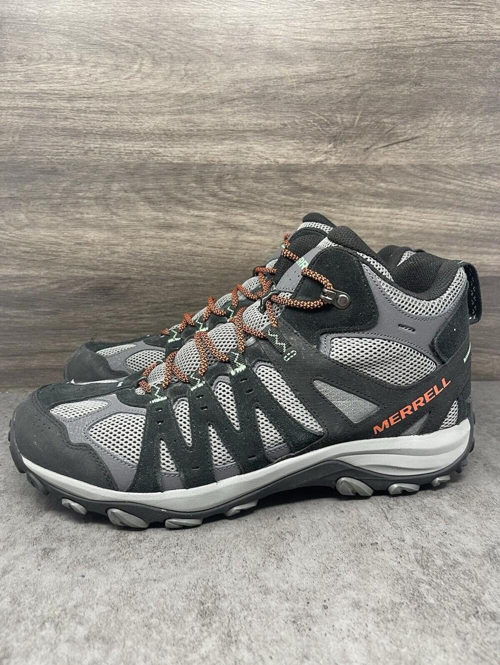 Merrell Accentor 3 Mid WP Hiking Boots Mens Size 13 Black Grey Orange Outdoors